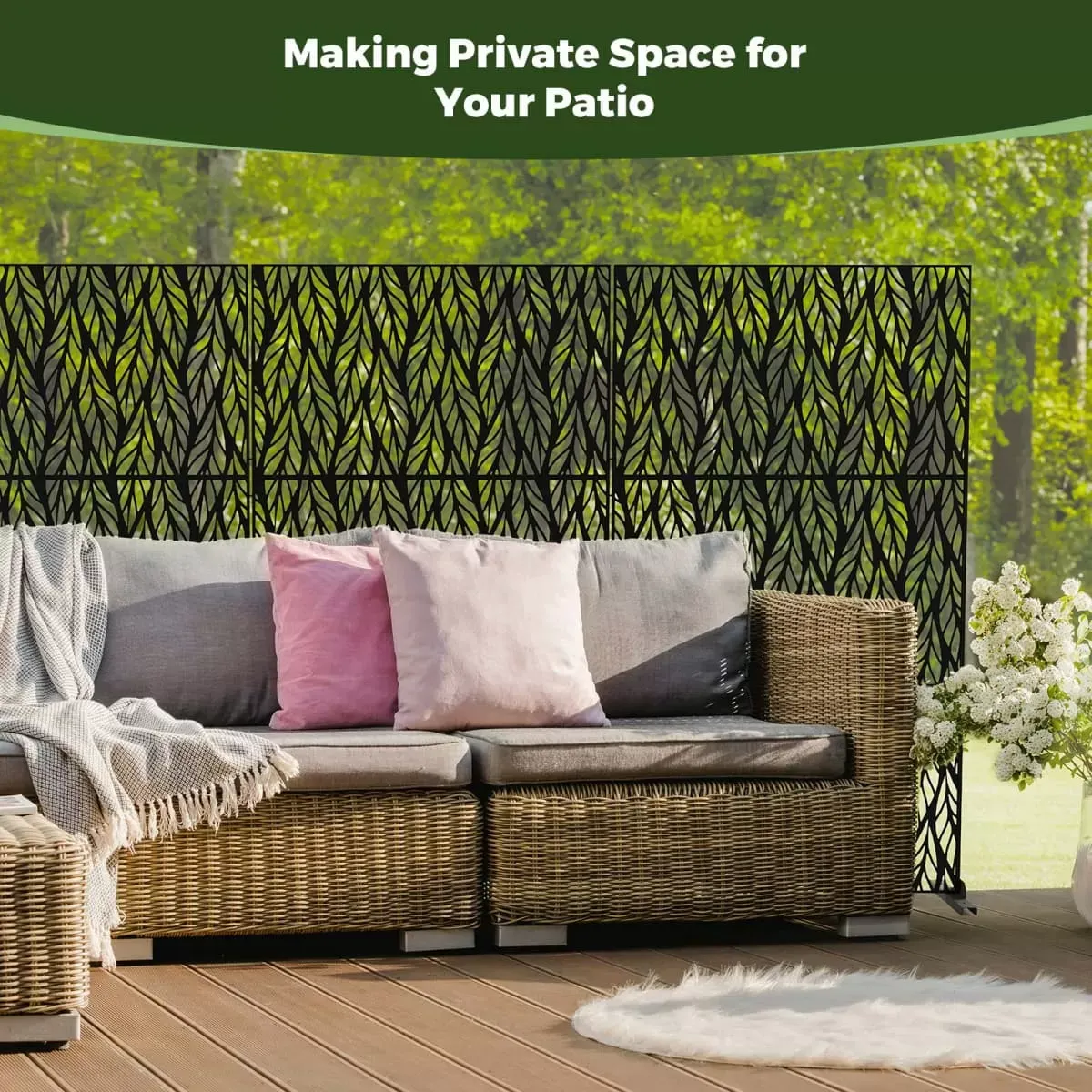 Vine Leaf Pattern Kingsyard Decorative Metal Privacy Screen 7