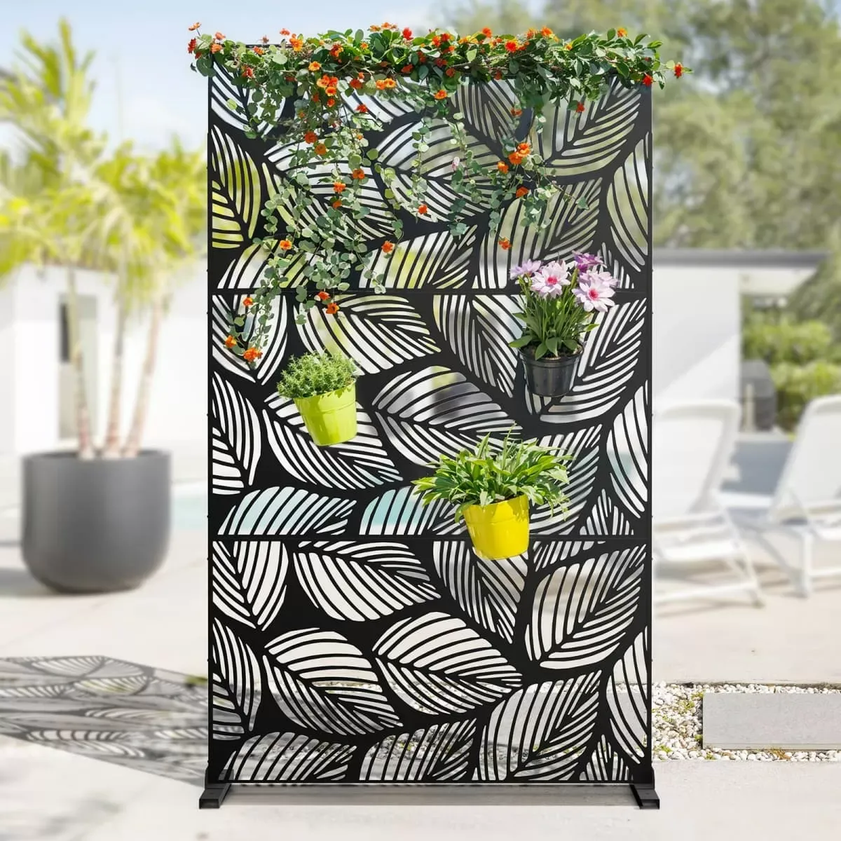 Palm Leaf Pattern Kingsyard Decorative Metal Privacy Screen 3