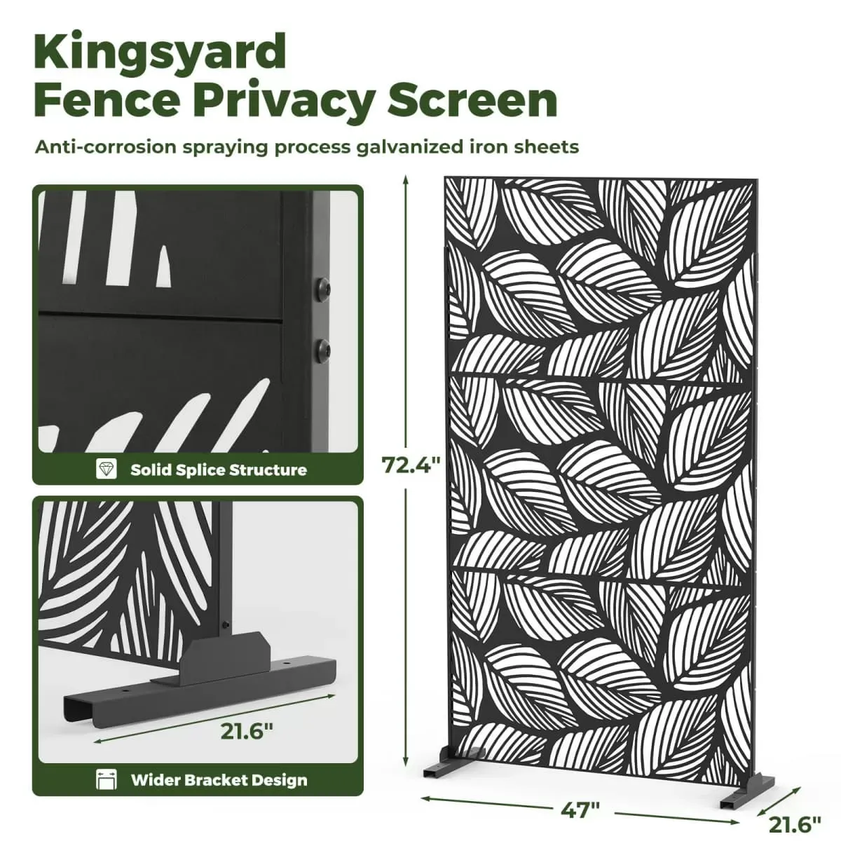 Palm Leaf Pattern Kingsyard Decorative Metal Privacy Screen 4