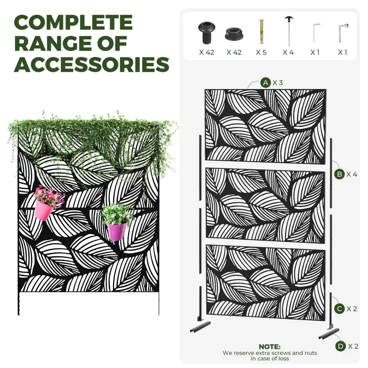 Palm Leaf Pattern Kingsyard Decorative Metal Privacy Screen 5