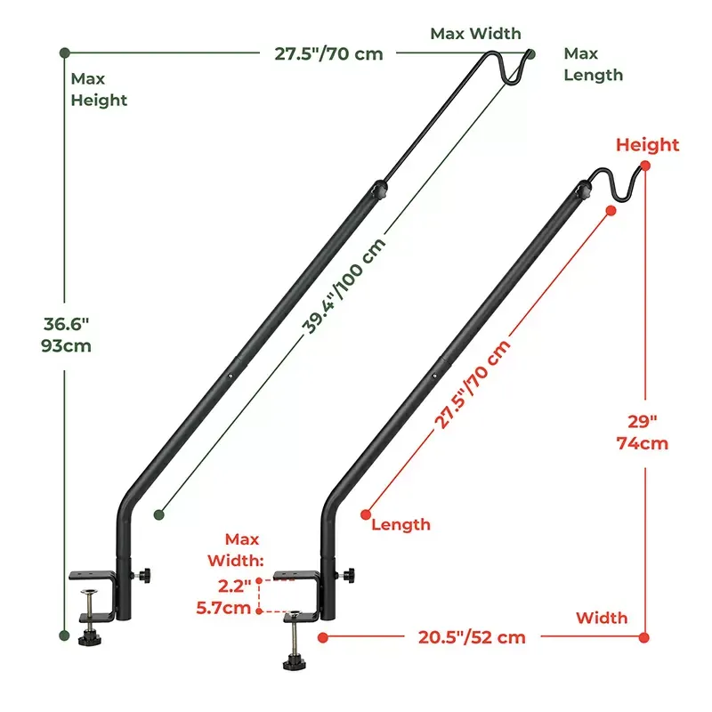 Kingsyard Adjustable(27"-39") Metal Deck Railling Hooks 5