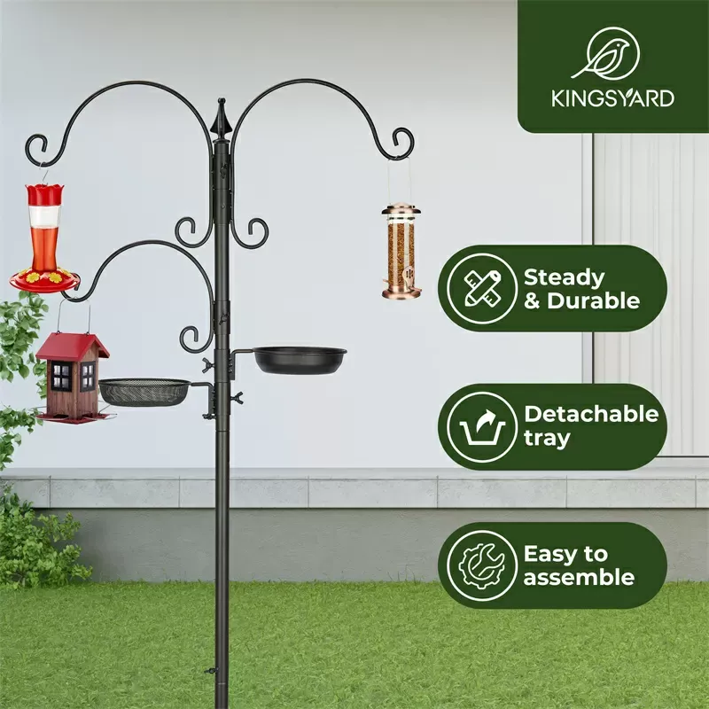 Kingsyard 85-Inch Bird Feeding Station Kit with 5-Prong Base 7