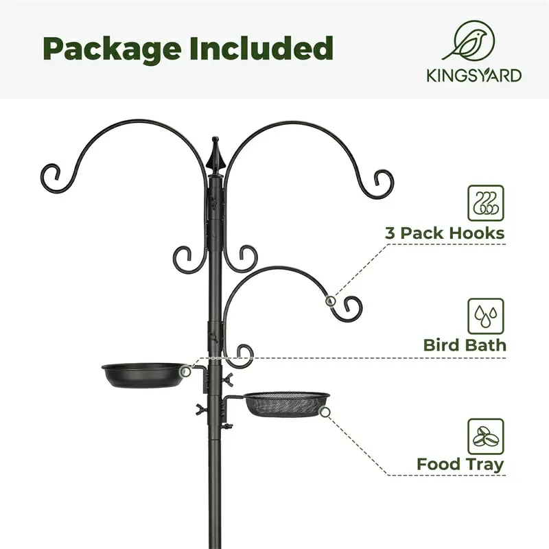 Black Kingsyard 85-Inch Bird Feeding Station Kit with 5-Prong Base 6 Black Kingsyard 85-Inch Bird Feeding Station Kit with 5-Prong Base 6