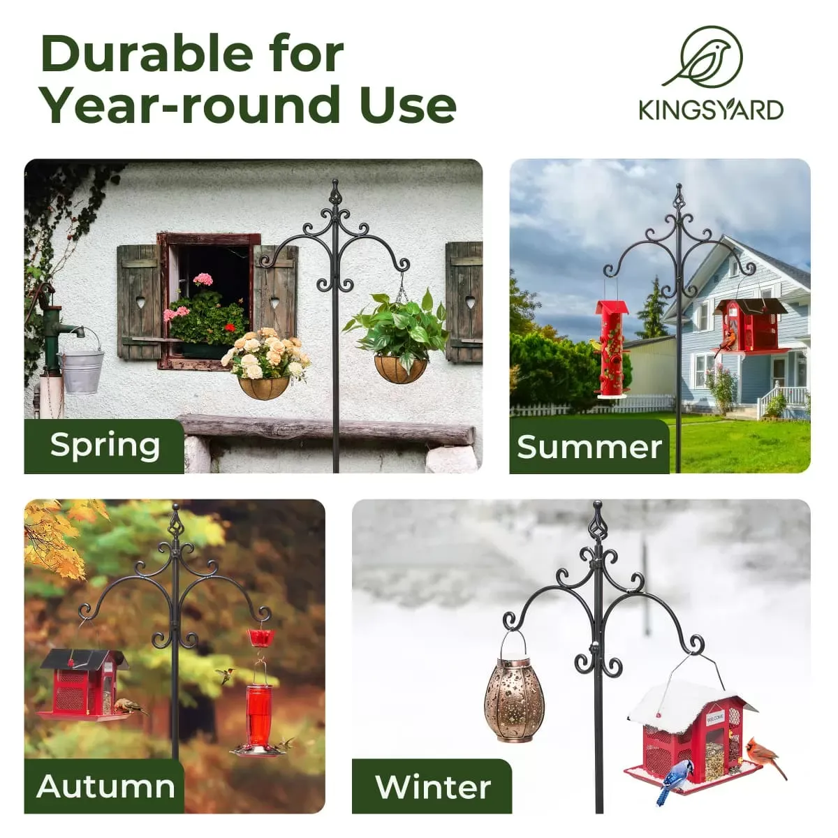 Kingsyard Heavy Duty Bird Feeder Pole with Shepherd Hooks 6 Kingsyard Heavy Duty Bird Feeder Pole with Shepherd Hooks 6