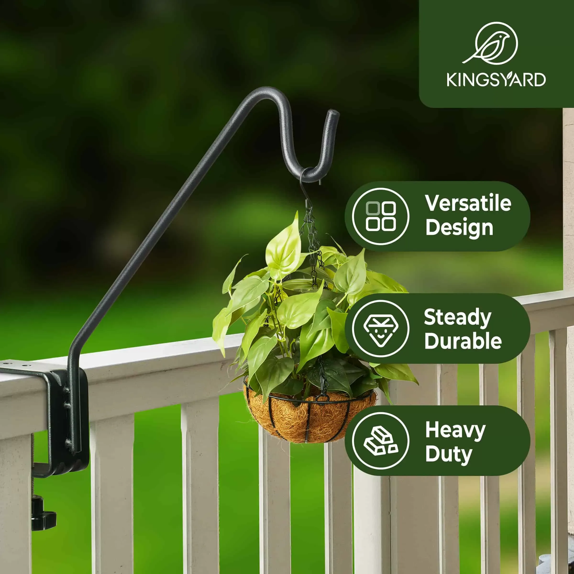 Kingsyard 10-Inch Heavy Duty Metal Deck Hook for Bird Feeders 6