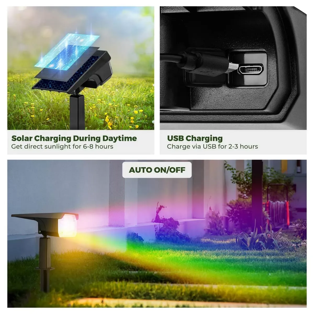 MultiColor Kingsyard 47 LEDs Waterproof IP68 Solar Lights for Garden Yards 2