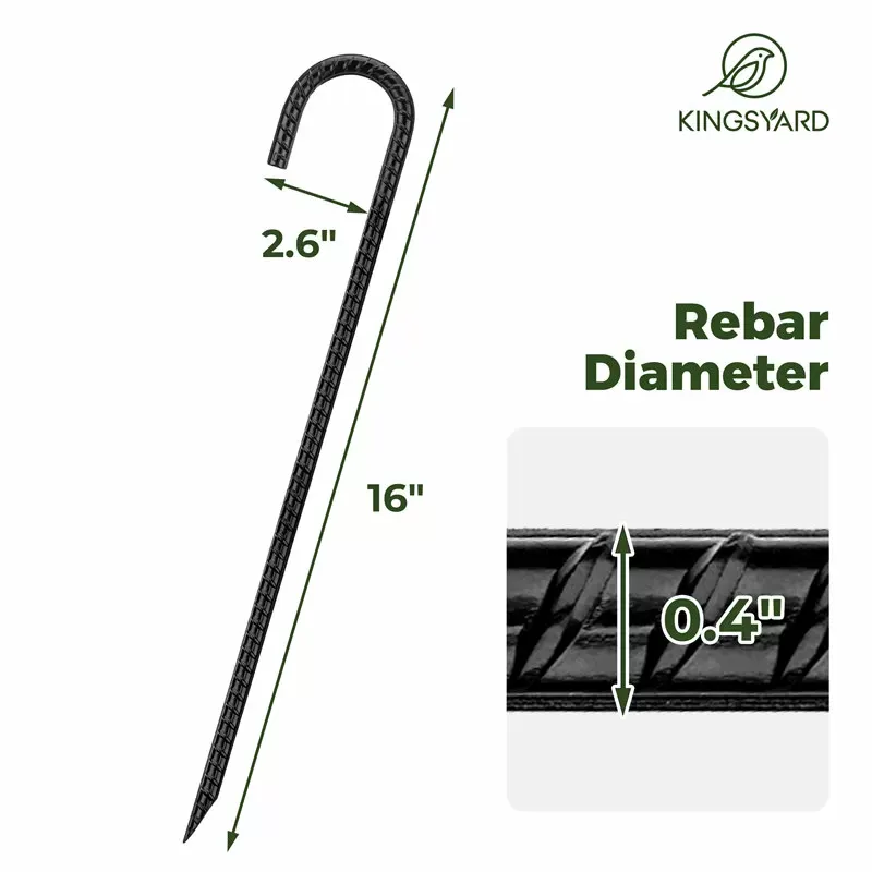 Black Kingsyard J Shape Rebar Stakes 3