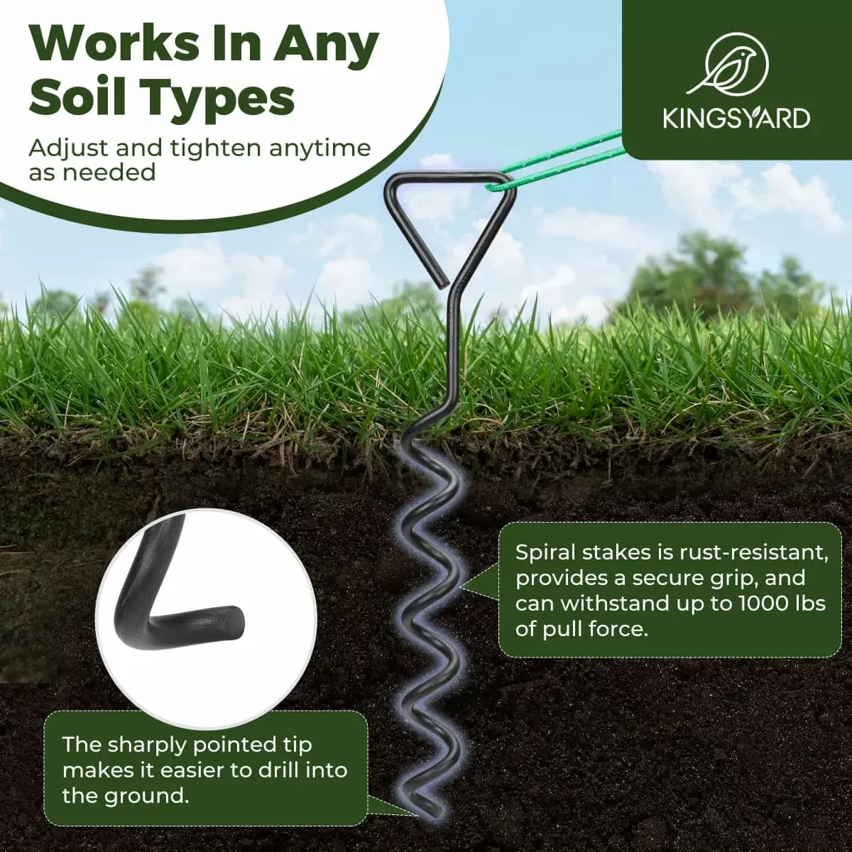 Kingsyard 3 Pcs 16 Inch Heavy Duty Spiral Tree Stake Kit 4 Kingsyard 3 Pcs 16 Inch Heavy Duty Spiral Tree Stake Kit 4