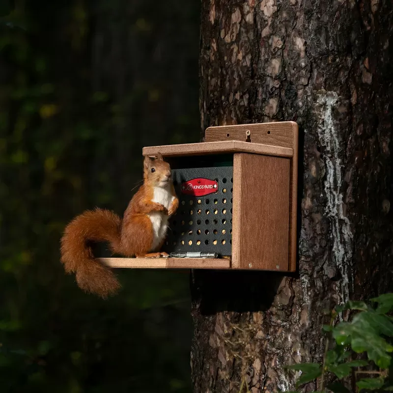 Brown Kingsyard Large Capacity Squirrel Feeder House with Hinged Roof 3 Brown Kingsyard Large Capacity Squirrel Feeder House with Hinged Roof 3