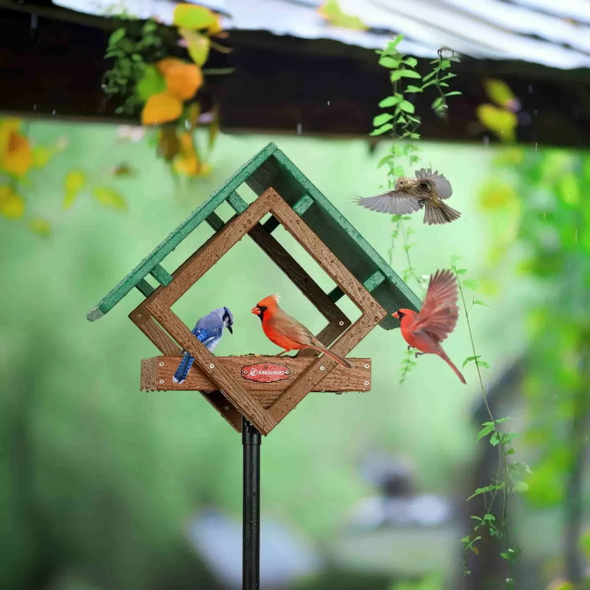 Brown Kingsyard Adjustable Platform Metal Mesh Tray Bird Feeder 6