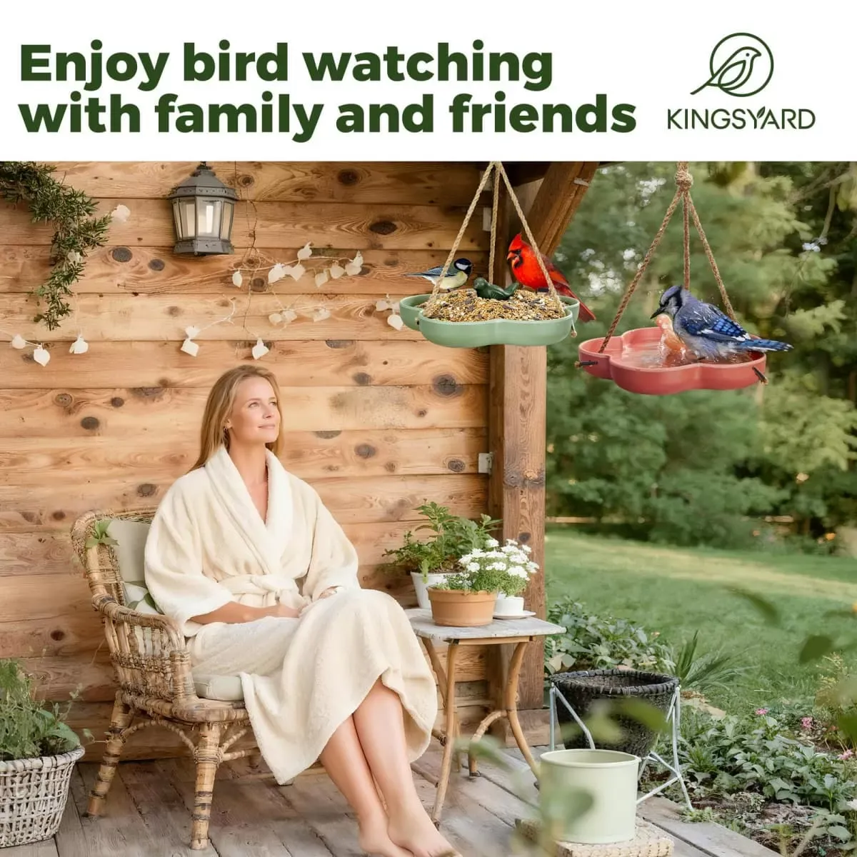 Kingsyard Hanging Bird Baths and Platform Feeder 5