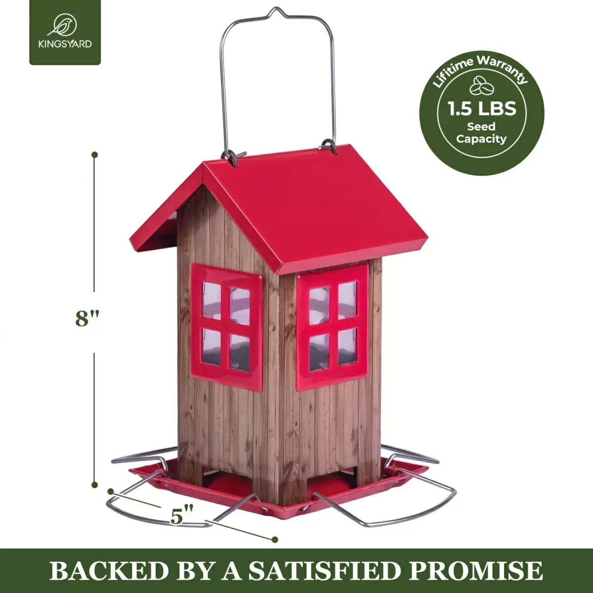 Red Roof & Red Window Kingsyard Small Bird House Feeder 3