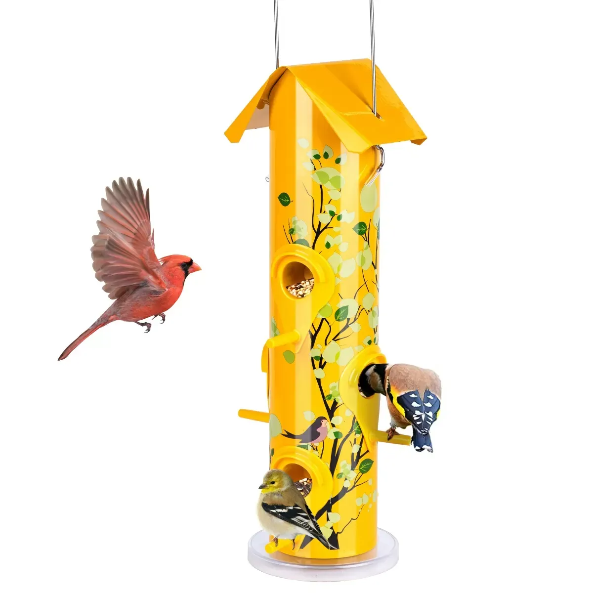 Yellow Kingsyard Artwork Metal Tube Bird Feeder 2