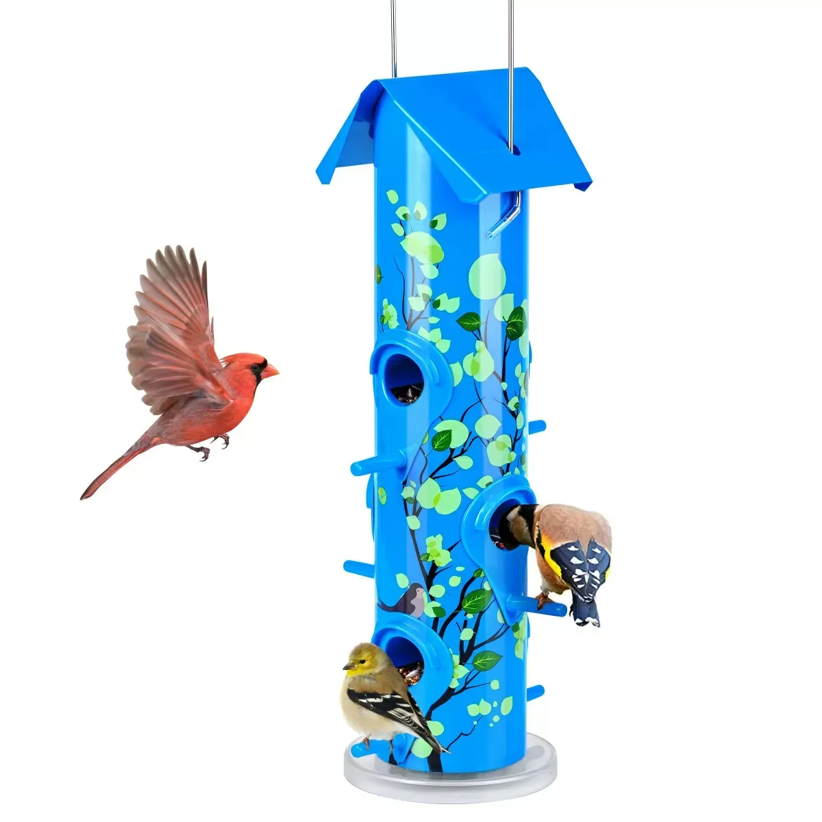 Blue Kingsyard Artwork Metal Tube Bird Feeder 2