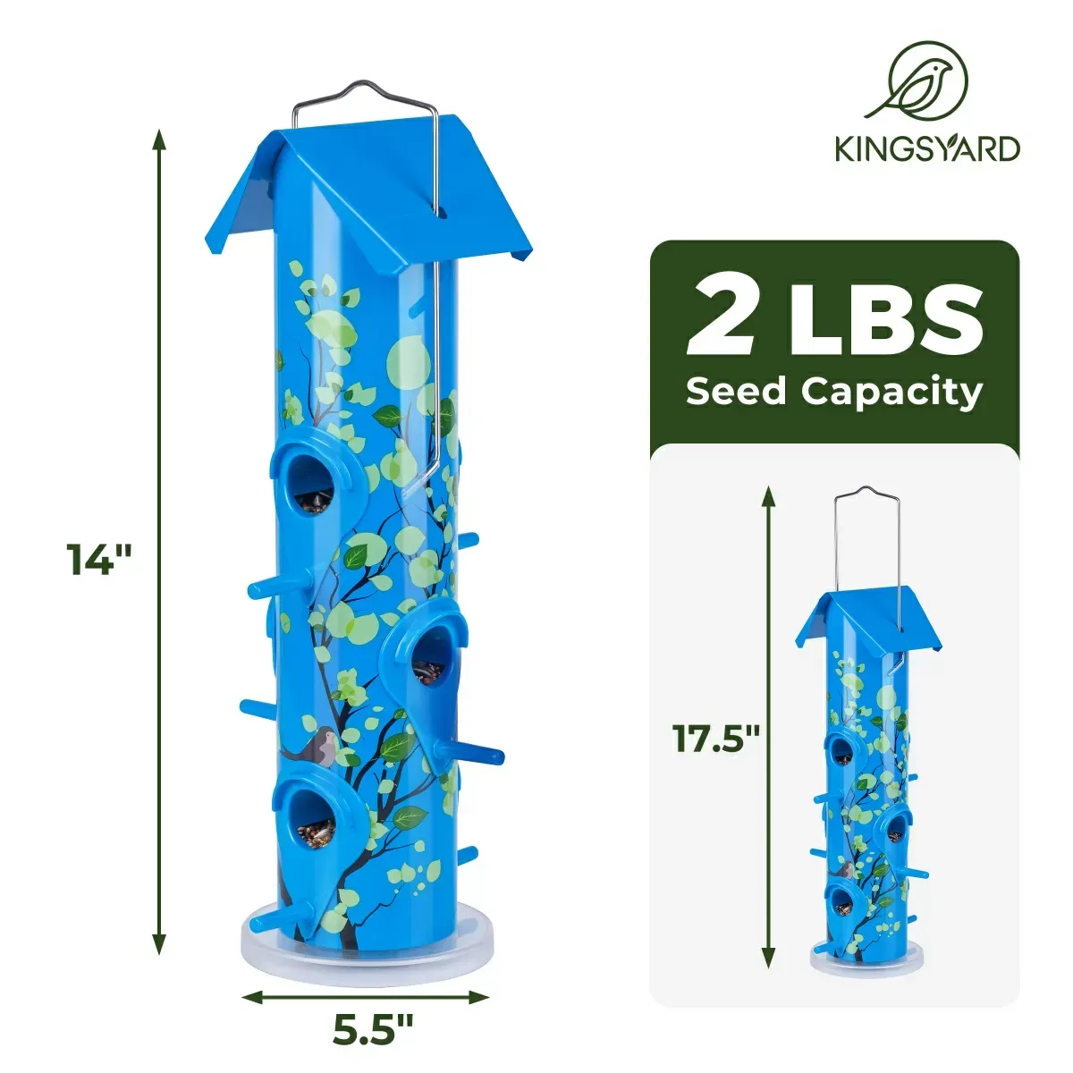 Blue Kingsyard Artwork Metal Tube Bird Feeder 3