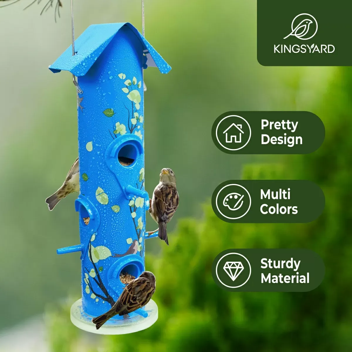 Blue Kingsyard Artwork Metal Tube Bird Feeder 7