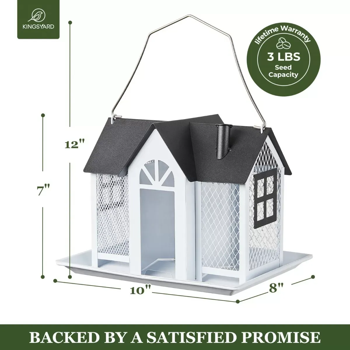 Kingsyard Metal House Bird Feeder with Large Tray 3