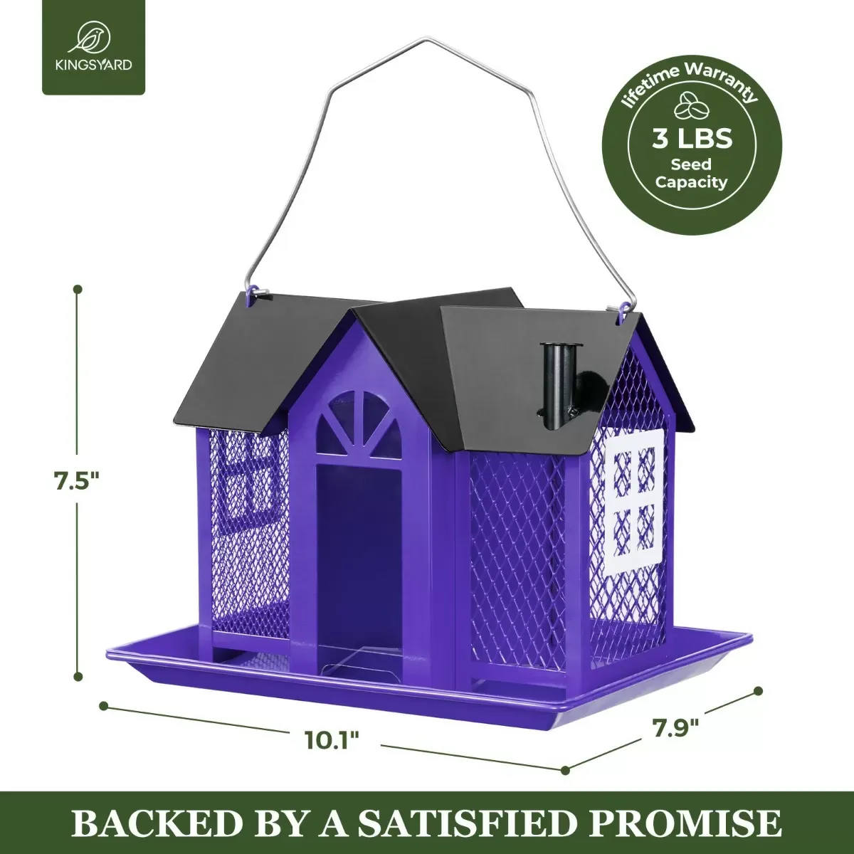 Purple Kingsyard Metal House Bird Feeder with Large Tray 3