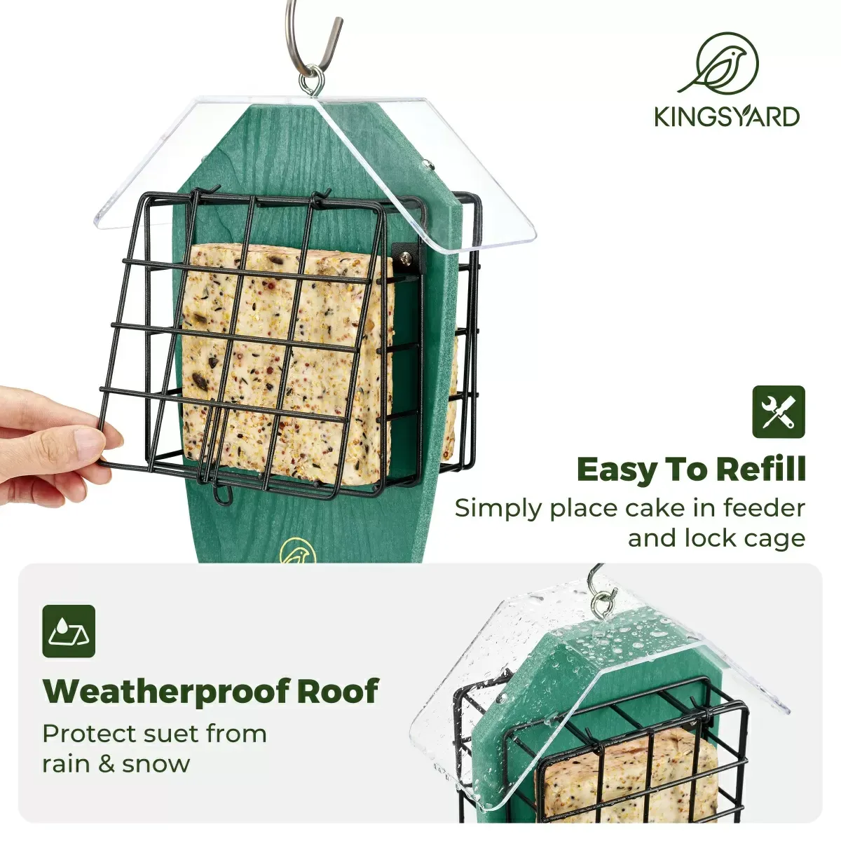Green Kingsyard Double Suet Weatherproof Bird Feeder 4