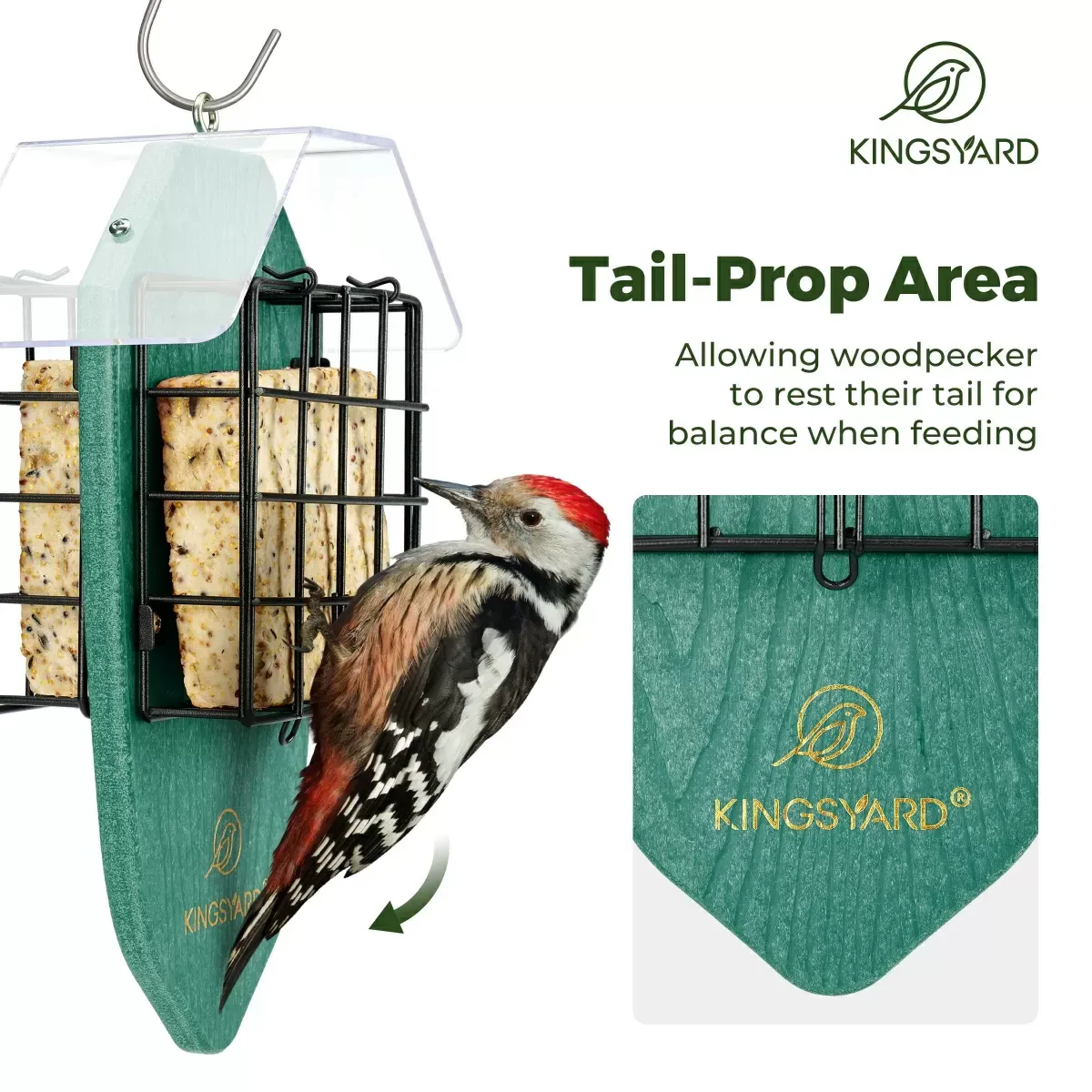 Green Kingsyard Double Suet Weatherproof Bird Feeder 5