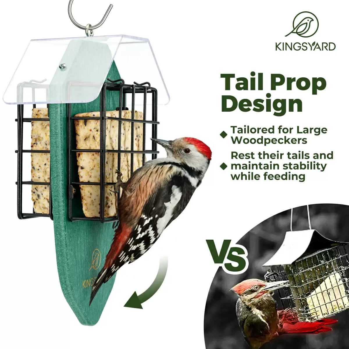 Green Kingsyard Double Suet Weatherproof Bird Feeder 6