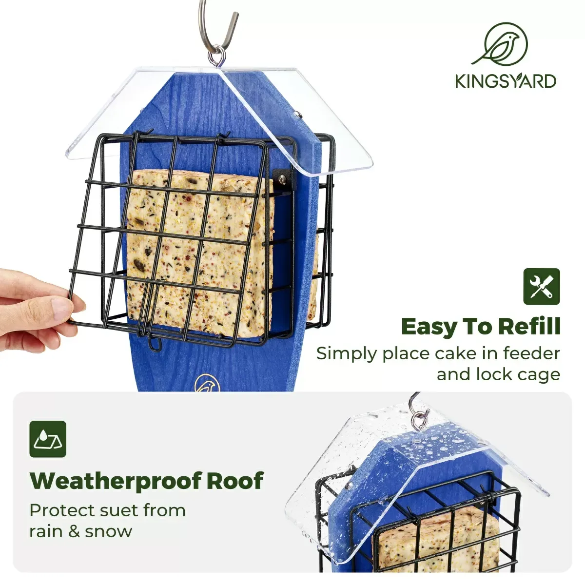 Blue Kingsyard Double Suet Weatherproof Bird Feeder 4