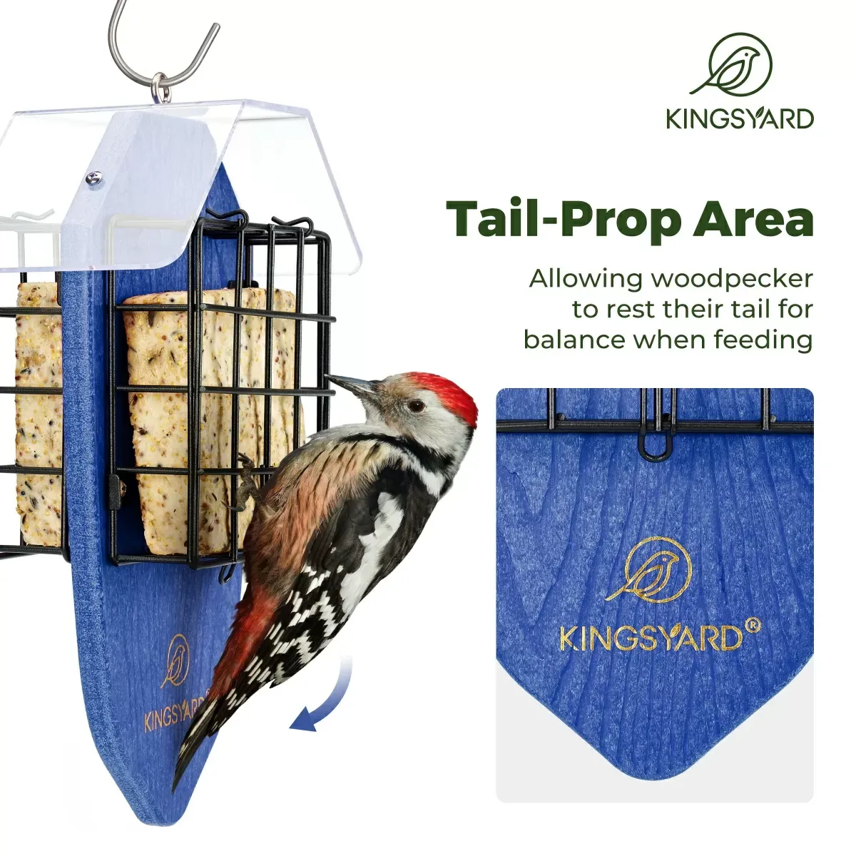 Blue Kingsyard Double Suet Weatherproof Bird Feeder 5