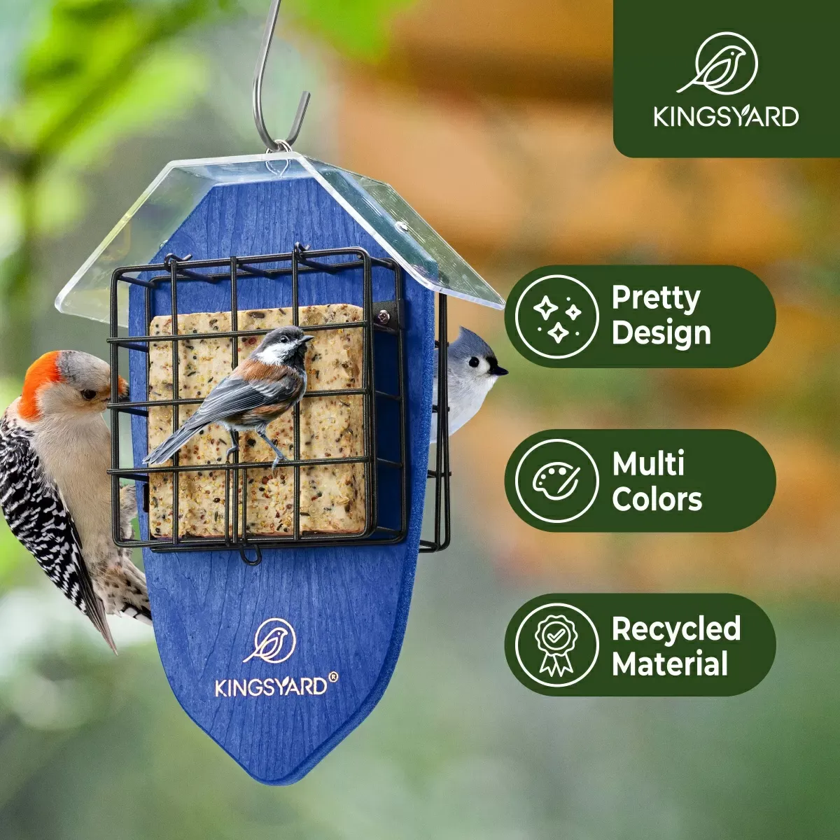 Blue Kingsyard Double Suet Weatherproof Bird Feeder 7