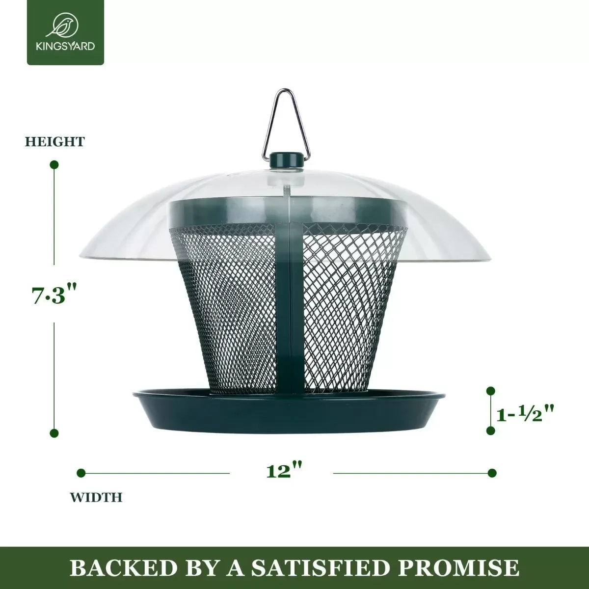 Dark Green Kingsyard Dual-Use Metal Mesh Wild Bird Feeder with Weatherproof Dome 3