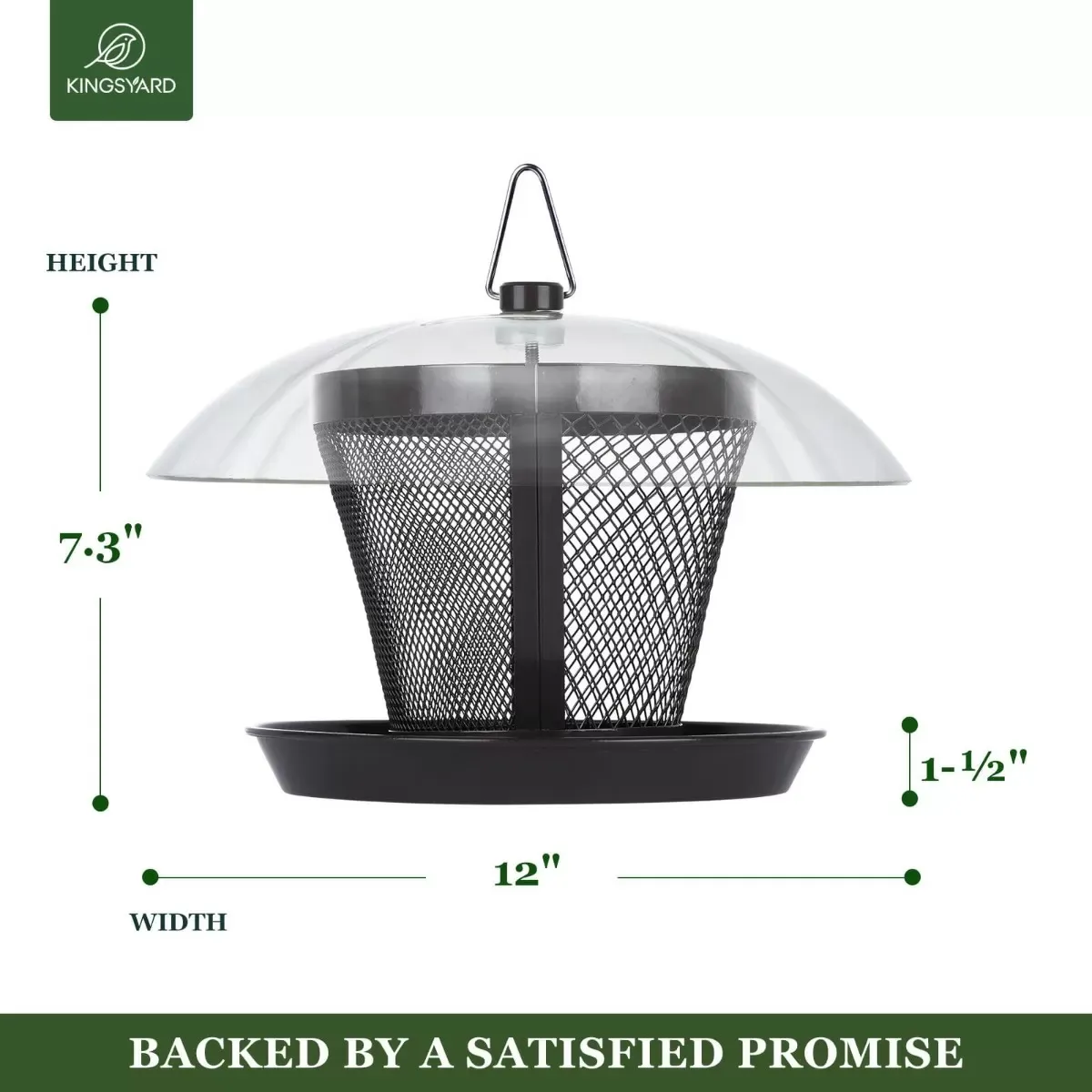 Iron Grey Kingsyard Dual-Use Metal Mesh Wild Bird Feeder with Weatherproof Dome 3