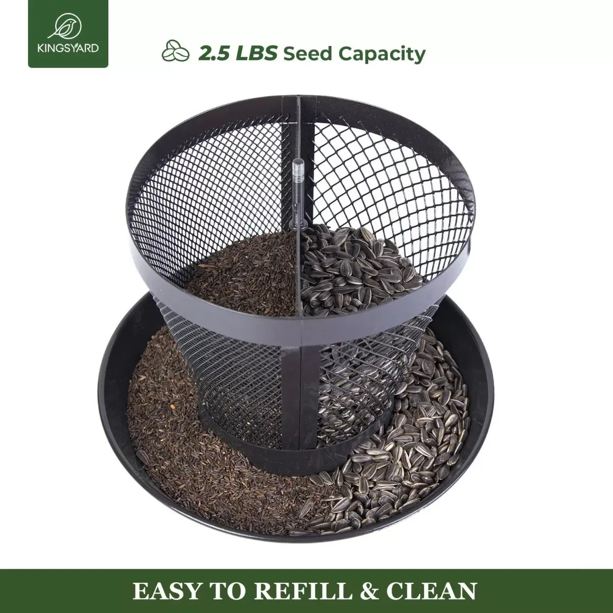 Iron Grey Kingsyard Dual-Use Metal Mesh Wild Bird Feeder with Weatherproof Dome 4