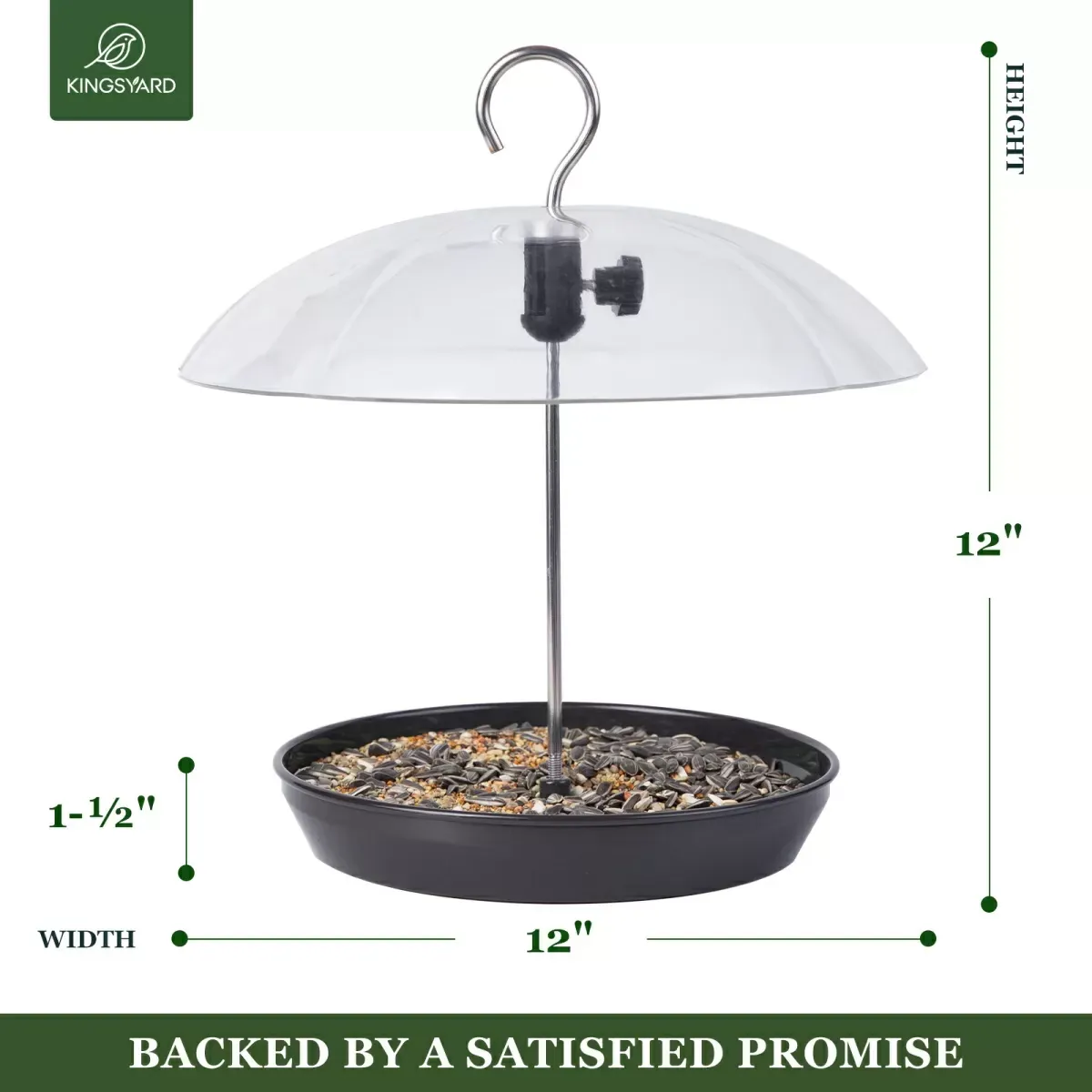Black Kingsyard Adjustable Platform Bird Feeder with Squirrel Proof Design 3