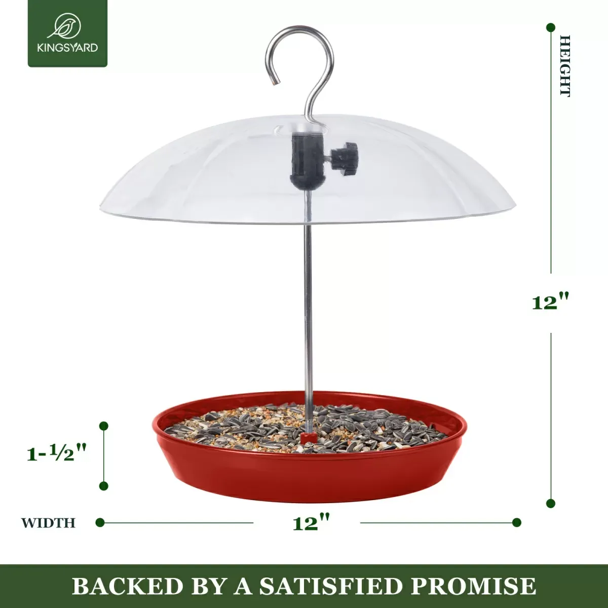 Red Kingsyard Adjustable Platform Bird Feeder with Squirrel Proof Design 3