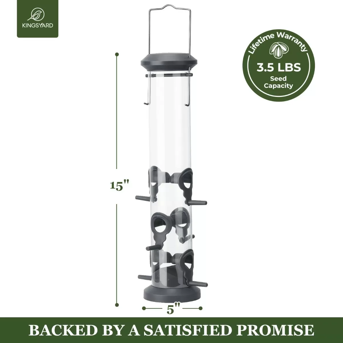 Black Kingsyard 2 Pack Weatherproof Tube Bird Feeder 3