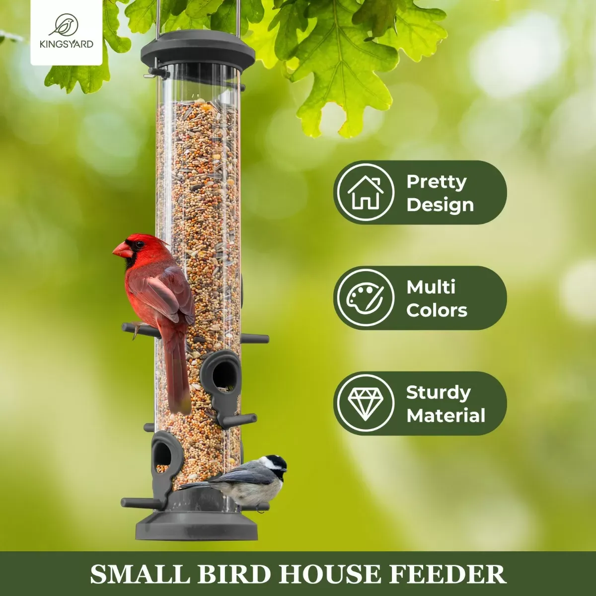 Black Kingsyard 2 Pack Weatherproof Tube Bird Feeder 6