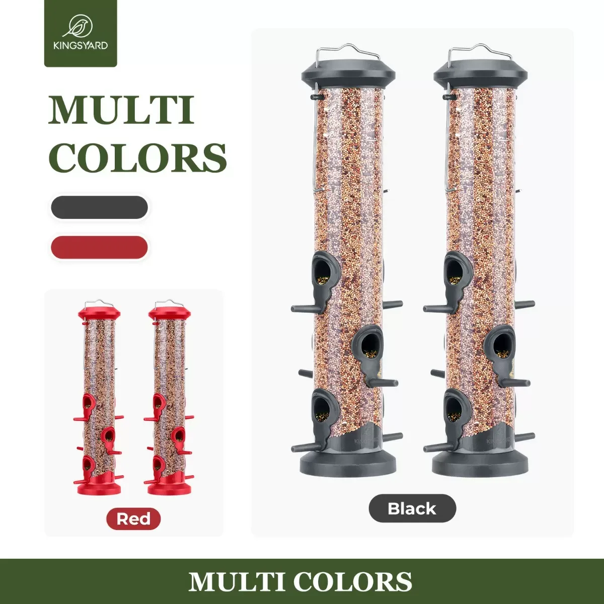 Kingsyard 2 Pack Weatherproof Tube Bird Feeder 5