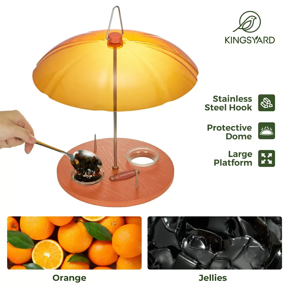 Orange Kingsyard Oriole Bird Feeders with Protective Dome 4 Orange Kingsyard Oriole Bird Feeders with Protective Dome 4