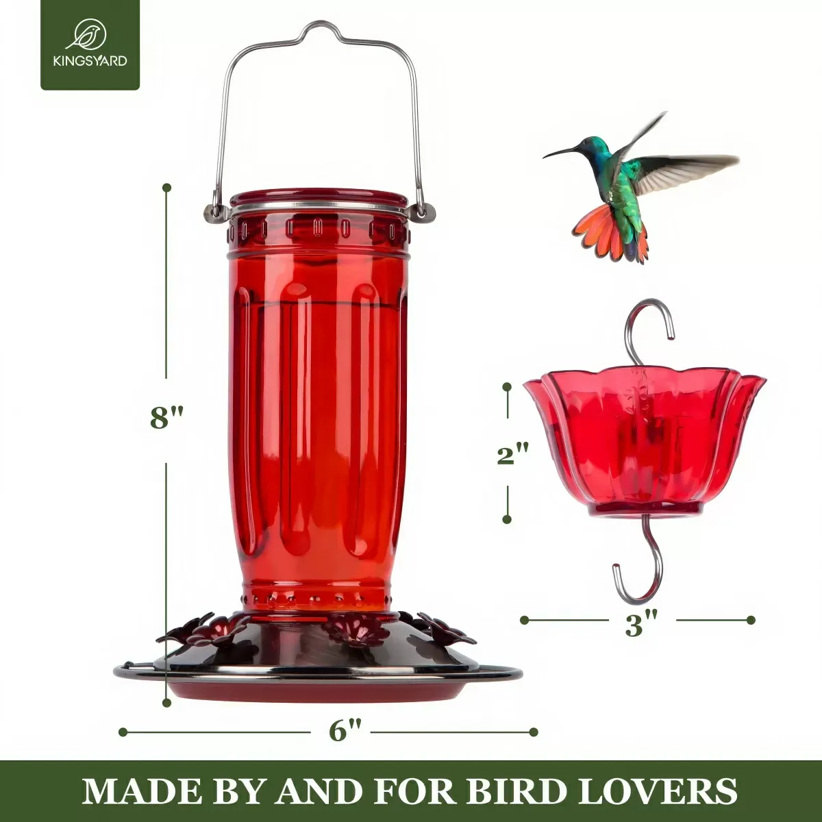 Kingsyard 16oz Glass Hummingbird Feeder With Ant Moat 3 Kingsyard 16oz Glass Hummingbird Feeder With Ant Moat 3