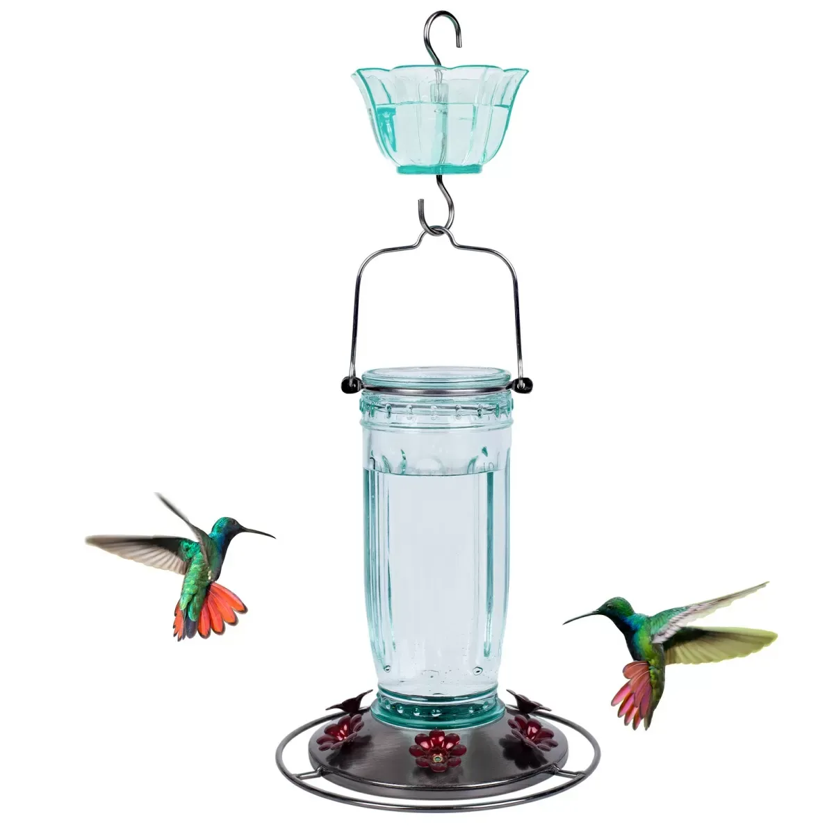 Green Kingsyard 16oz Glass Hummingbird Feeder With Ant Moat 7 Green Kingsyard 16oz Glass Hummingbird Feeder With Ant Moat 7