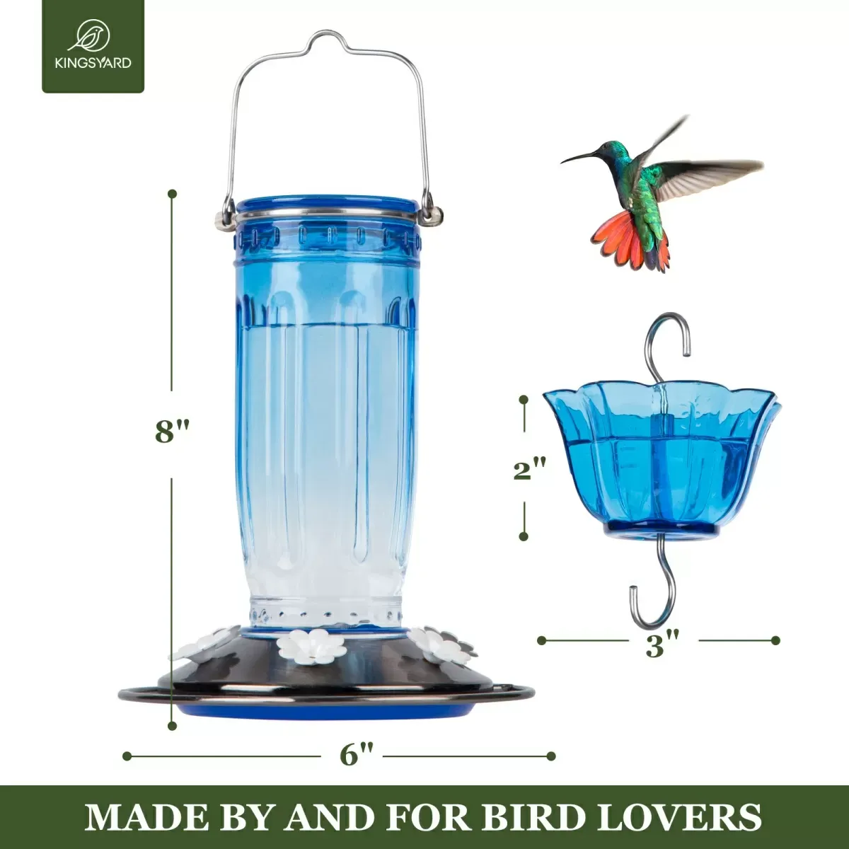 Blue Kingsyard 16oz Glass Hummingbird Feeder With Ant Moat 3 Blue Kingsyard 16oz Glass Hummingbird Feeder With Ant Moat 3