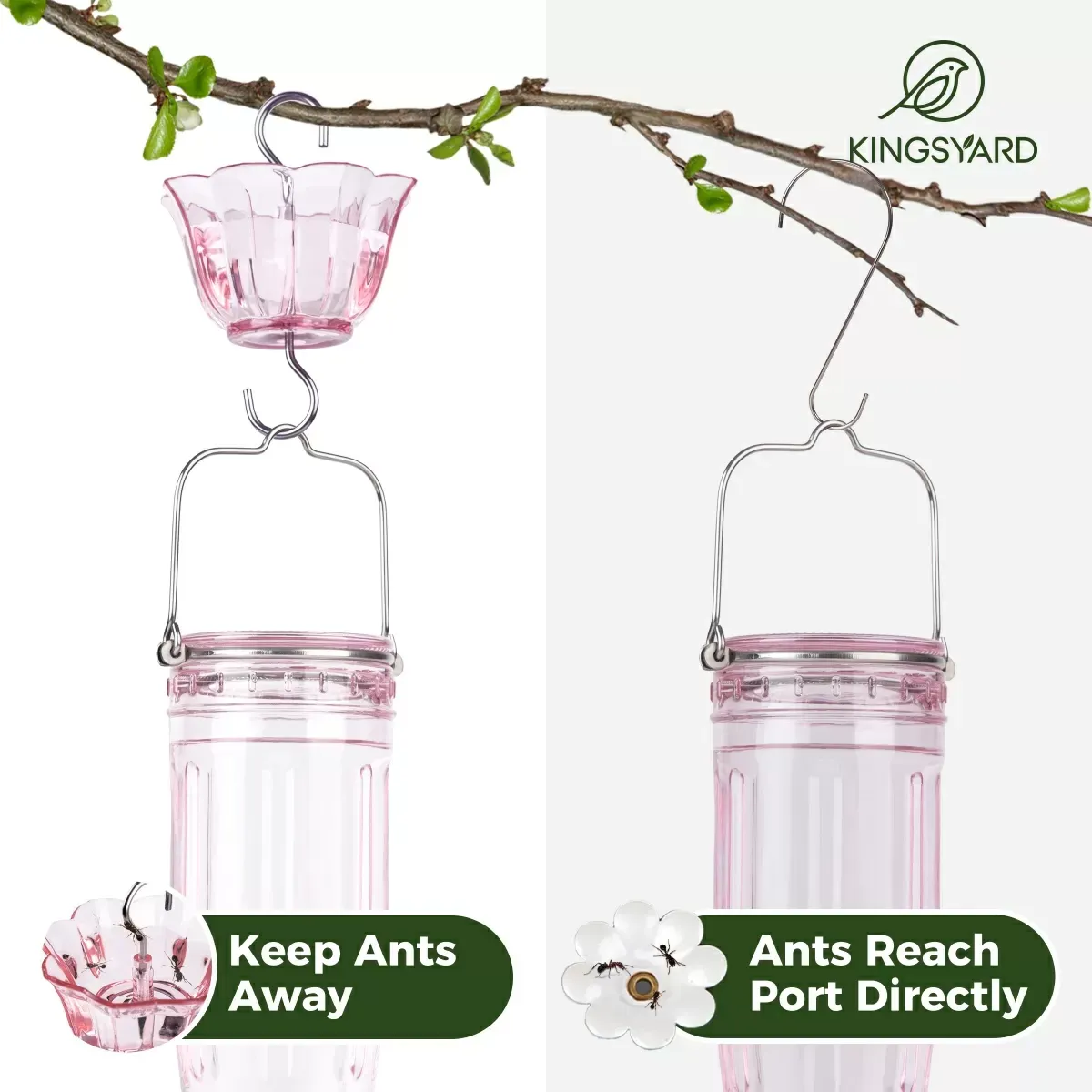 Pink Kingsyard 16oz Glass Hummingbird Feeder With Ant Moat 5 Pink Kingsyard 16oz Glass Hummingbird Feeder With Ant Moat 5