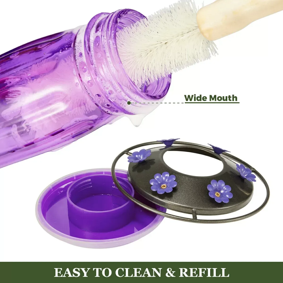 Purple Kingsyard 16oz Glass Hummingbird Feeder With Ant Moat 5 Purple Kingsyard 16oz Glass Hummingbird Feeder With Ant Moat 5