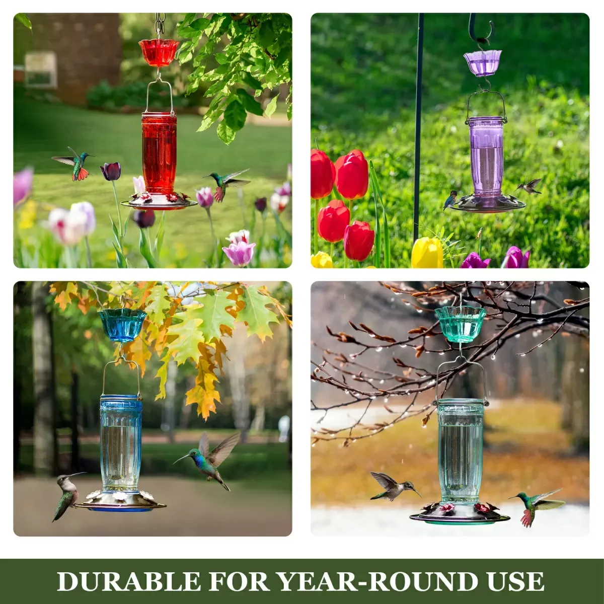 Purple Kingsyard 16oz Glass Hummingbird Feeder With Ant Moat 6 Purple Kingsyard 16oz Glass Hummingbird Feeder With Ant Moat 6