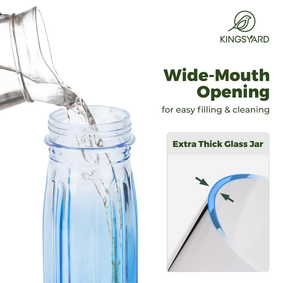 Blue Kingsyard 16oz Glass Bird Waterer for Outdoor Use 5