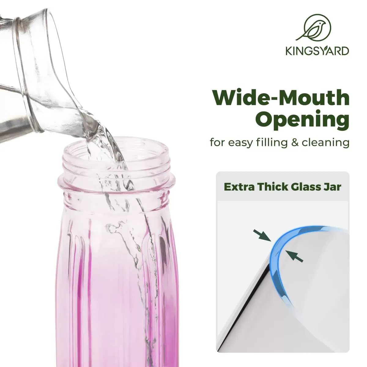 Pink Kingsyard 16oz Glass Bird Waterer for Outdoor Use 5