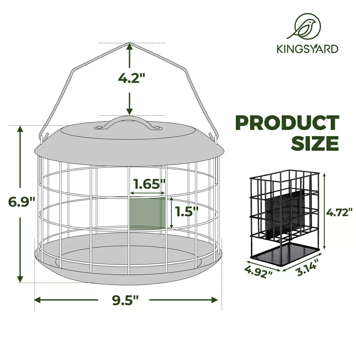 Black Kingsyard Metal Caged Squirrel Proof Suet Feeder 3