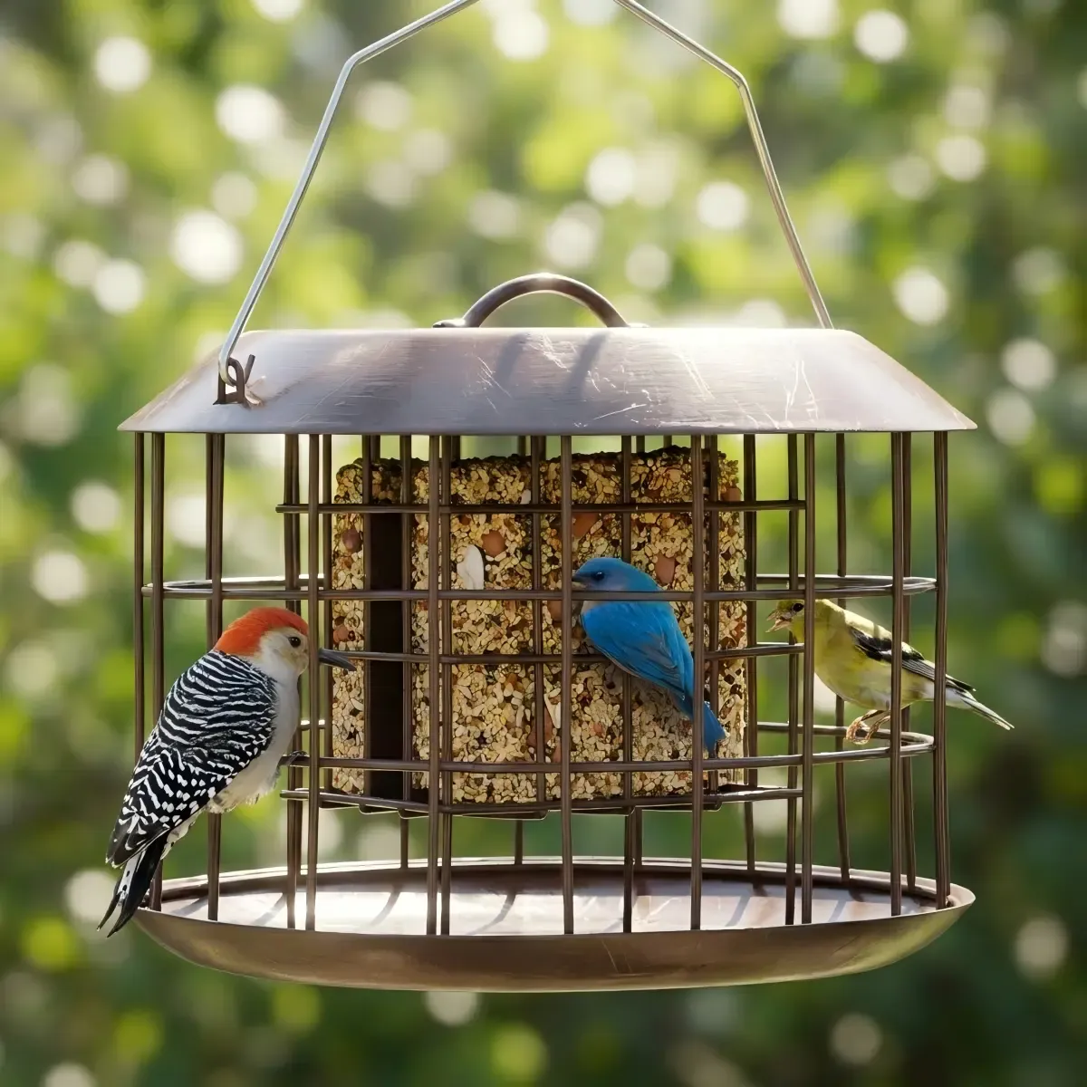 Brown Kingsyard Metal Caged Squirrel Proof Suet Feeder 1 Brown Kingsyard Metal Caged Squirrel Proof Suet Feeder 1