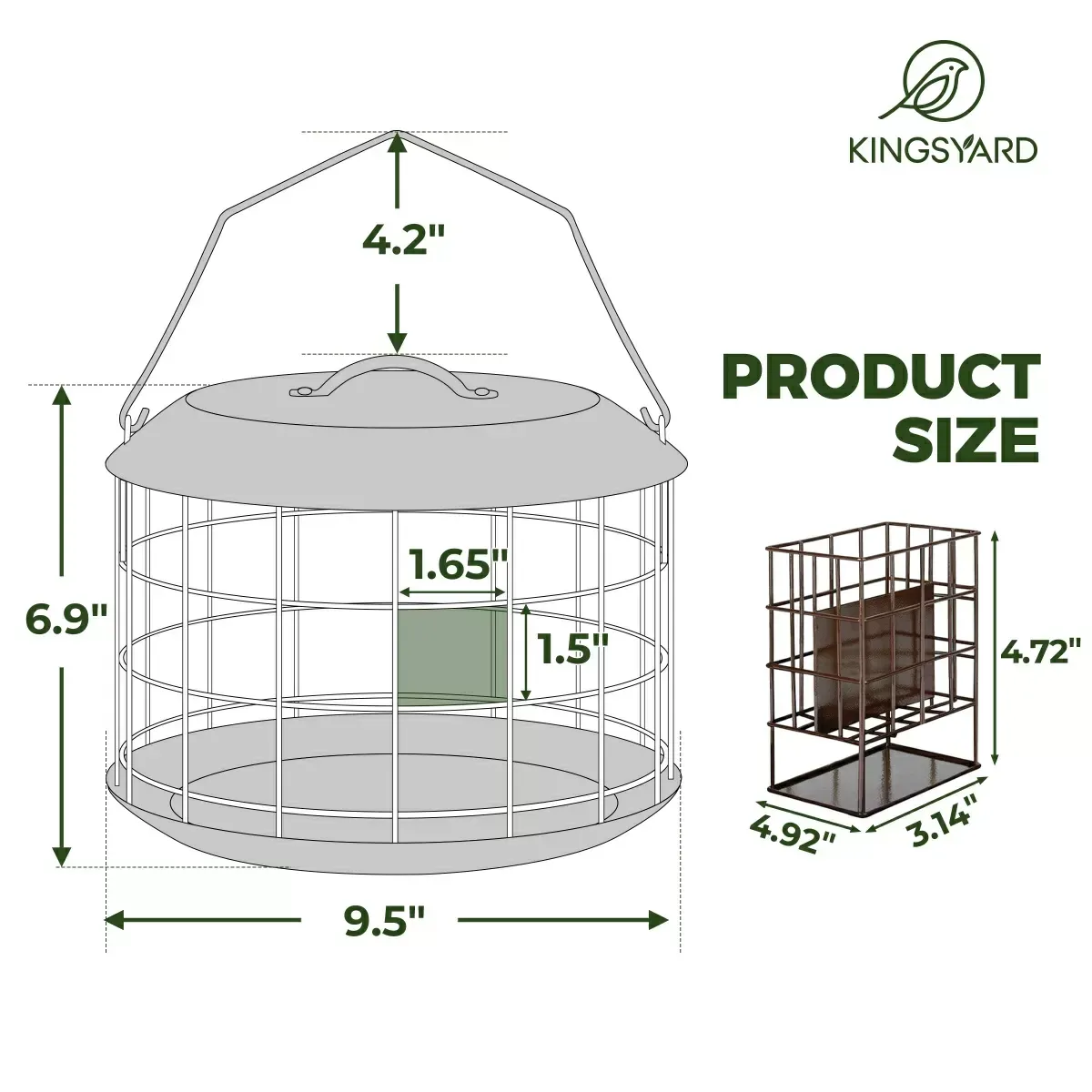Brown Kingsyard Metal Caged Squirrel Proof Suet Feeder 3 Brown Kingsyard Metal Caged Squirrel Proof Suet Feeder 3