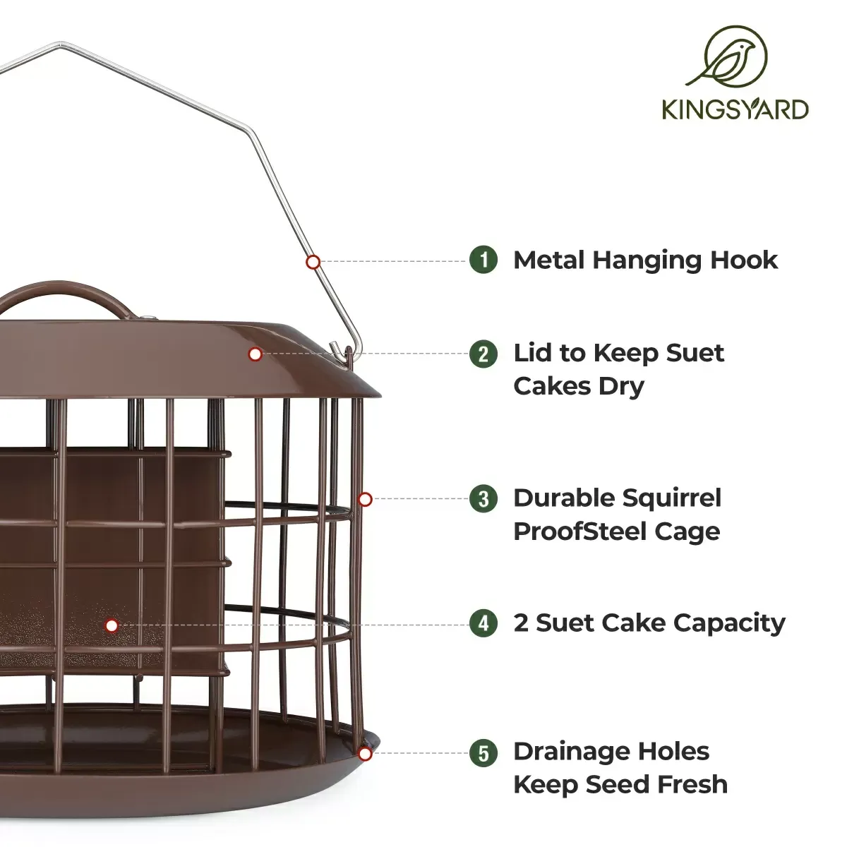 Brown Kingsyard Metal Caged Squirrel Proof Suet Feeder 4 Brown Kingsyard Metal Caged Squirrel Proof Suet Feeder 4