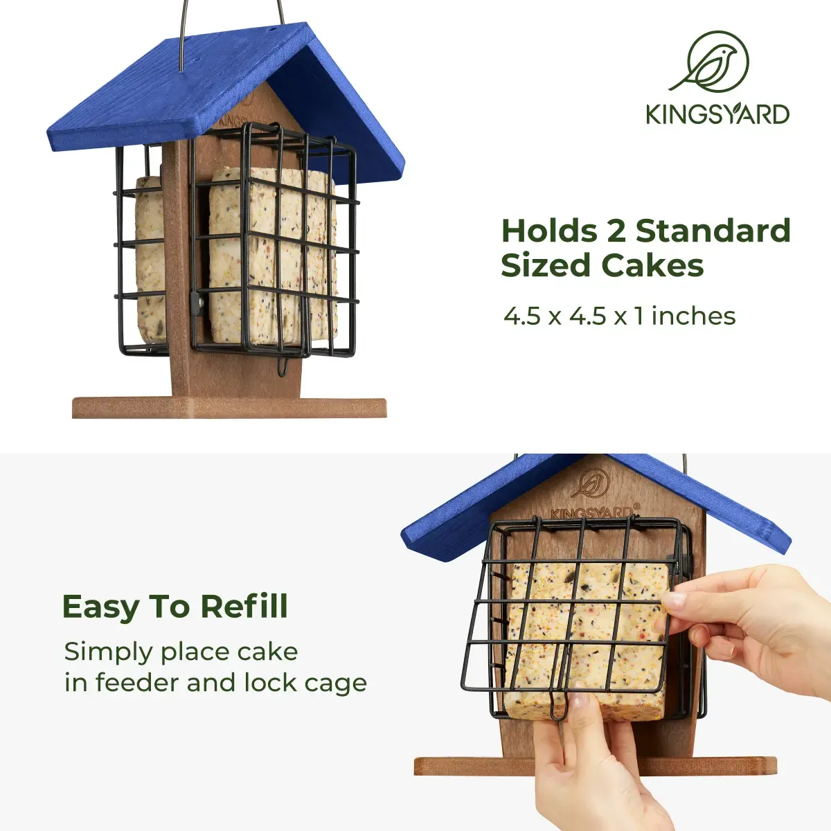 Blue Kingsyard Recycled Plastic Double Suet Bird Feeders 4